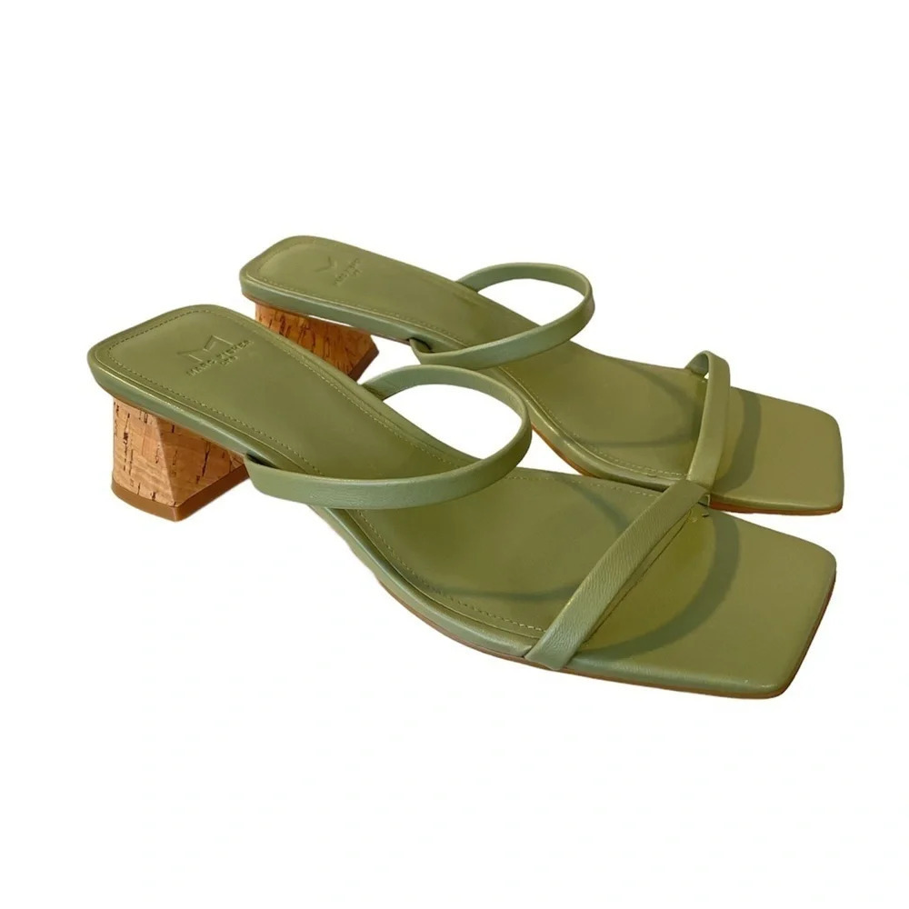 Marc Fisher LTD BRENT HEELED SLIDE SANDAL 7M Leather Square toe - Picture 3 of 11
